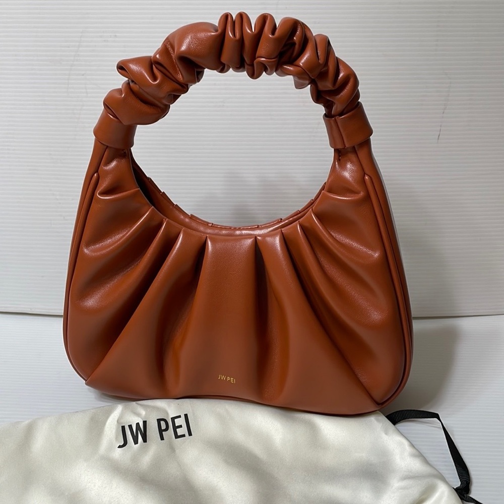JW PEI GABBI RUCHED HOBO HANDBAG - NUTELLA
